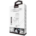 INKAX CD-43 | 1xUSB 1A 2in1 Charging Head + Lightning 1M Cable - White - Image 2