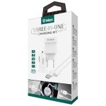 INKAX CD-43 | 1xUSB 1A 2in1 Charging head + USB Type-C 1M cable - White - Image 2