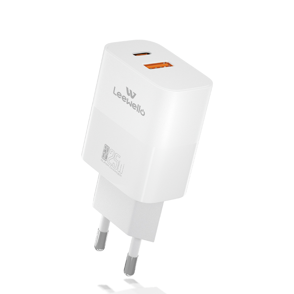 Leewello LW-CDQ16 | Charger Without Cable with USB-A Port and USB-C Port 25W White - Image 1