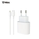 INKAX CD-109 | Fast Charging 20W Max USB Ports with TYPE C to Lightning Cable - White