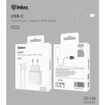 INKAX CD-109 | Fast Charging 20W Max USB Ports with TYPE C to Lightning Cable - White - Image 2
