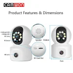 Camwon WIP-PT200M | Dual-lens Robotic WiFi IP camera 2 Mpixel Night Vision microSD - White - Image 2