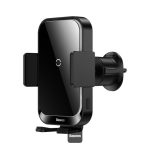 Baseus Halo 15W Car Wireless Charger Mount - Phone Holder with Dynamic Lighting, Fast Charging, and Automatic Phone Induction - Black