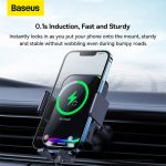 Baseus Halo 15W Car Wireless Charger Mount - Phone Holder with Dynamic Lighting, Fast Charging, and Automatic Phone Induction - Black - Image 5