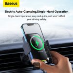 Baseus Halo 15W Car Wireless Charger Mount - Phone Holder with Dynamic Lighting, Fast Charging, and Automatic Phone Induction - Black - Image 6