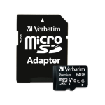 VERBATIM Premium microSDXC 64GB Memory Card with Adapter UHS-I V10 U1 Class 10