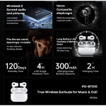 REMAX PD-BT510 | Proda Series In-ear Bluetooth Handsfree Earphones with Charging Case White - Image 2