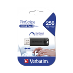 VERBATIM PinStripe USB Drive USB 3.2 Gen 1 256GB - Black